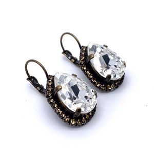 Teardrop dangle drop earrings- synthetic diamond
